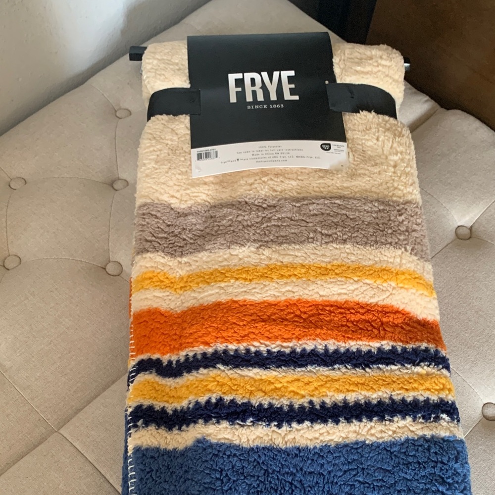 Frye Multicolor Striped Sherpa Blanket